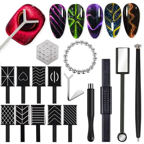 MOLILON Style 1 61Pcs Cat Eye Nail Magnet Kit for DIY Manicure & Salon
