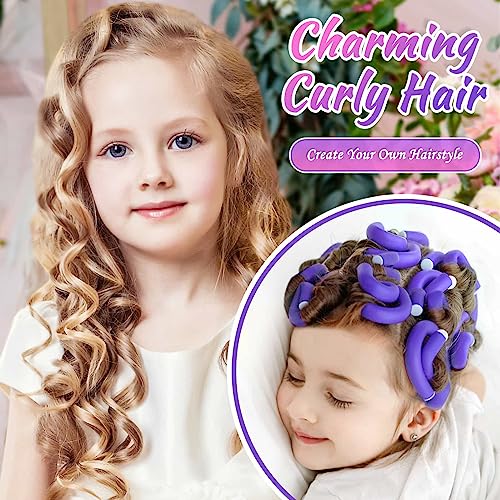 Selizo Purple Small Foam Hair Curlers 9.45" No-Heat Flexible Curling Rods