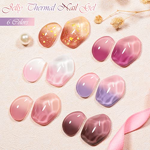 Jelly Pink Color Changing Gel Nail Polish Set - 6 Bottles