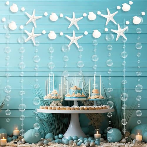 Seashell and Bubble Garland Banner for Coastal Parties