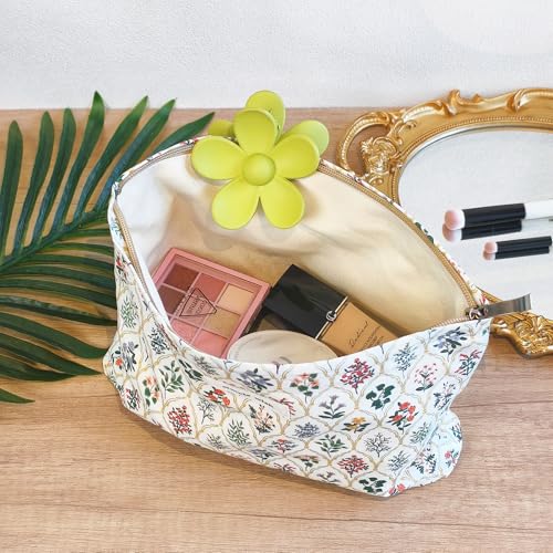 STARDW Floral Makeup Bag - Cute Travel Cosmetic Pouch for Women