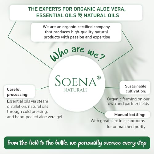 Soena Organic Aloe Vera Gel - 100% Natural Moisturizer for Face, Skin & Hair