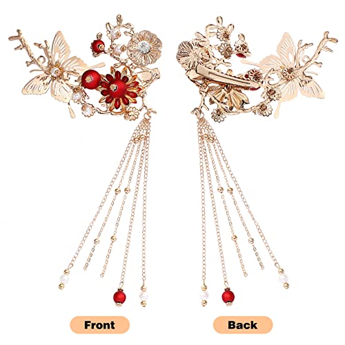 Lurrose Butterfly Tassel Hairpin - Traditional Japanese Kimono Accessory