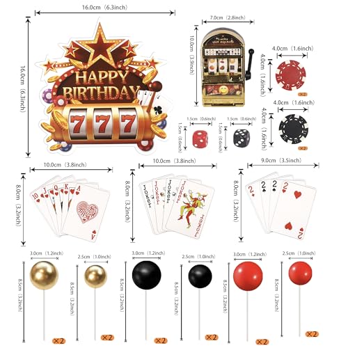 Casino Cake Decoration Set with Mini Slot Machine & Poker Chips