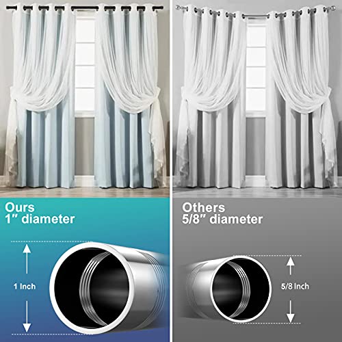 Adjustable Black Curtain Rod 30-46 Inch - Heavy Duty with Brackets