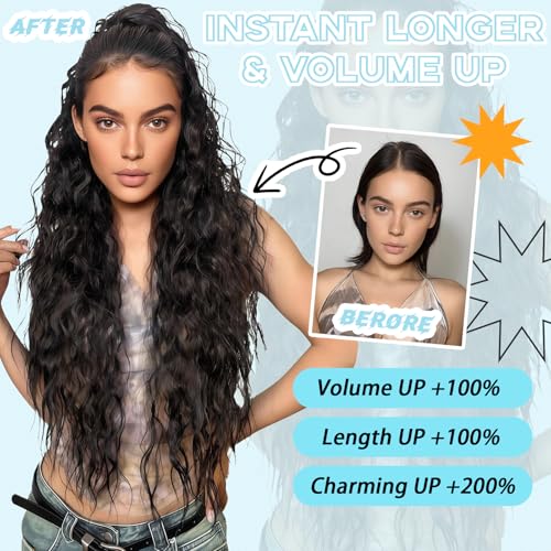 30-Inch Curly Ponytail Extension, Claw Clip-in Wavy Hair Piece for Women