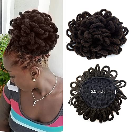 Yinmei Baibian 8 Inch Afro Puff Drawstring Ponytail - Faux Locs Bun Hair Extensions for Black Women (Color 4#)