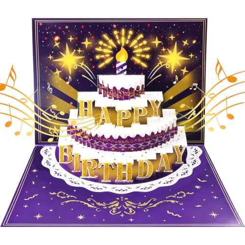 Interactive Pop Up Birthday Card with LED Candle & Music