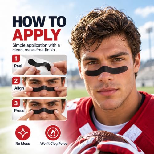 WENTIYA Eye Black Stickers – 48 Pairs Breathable Sports Eyeblack for Baseball & Football