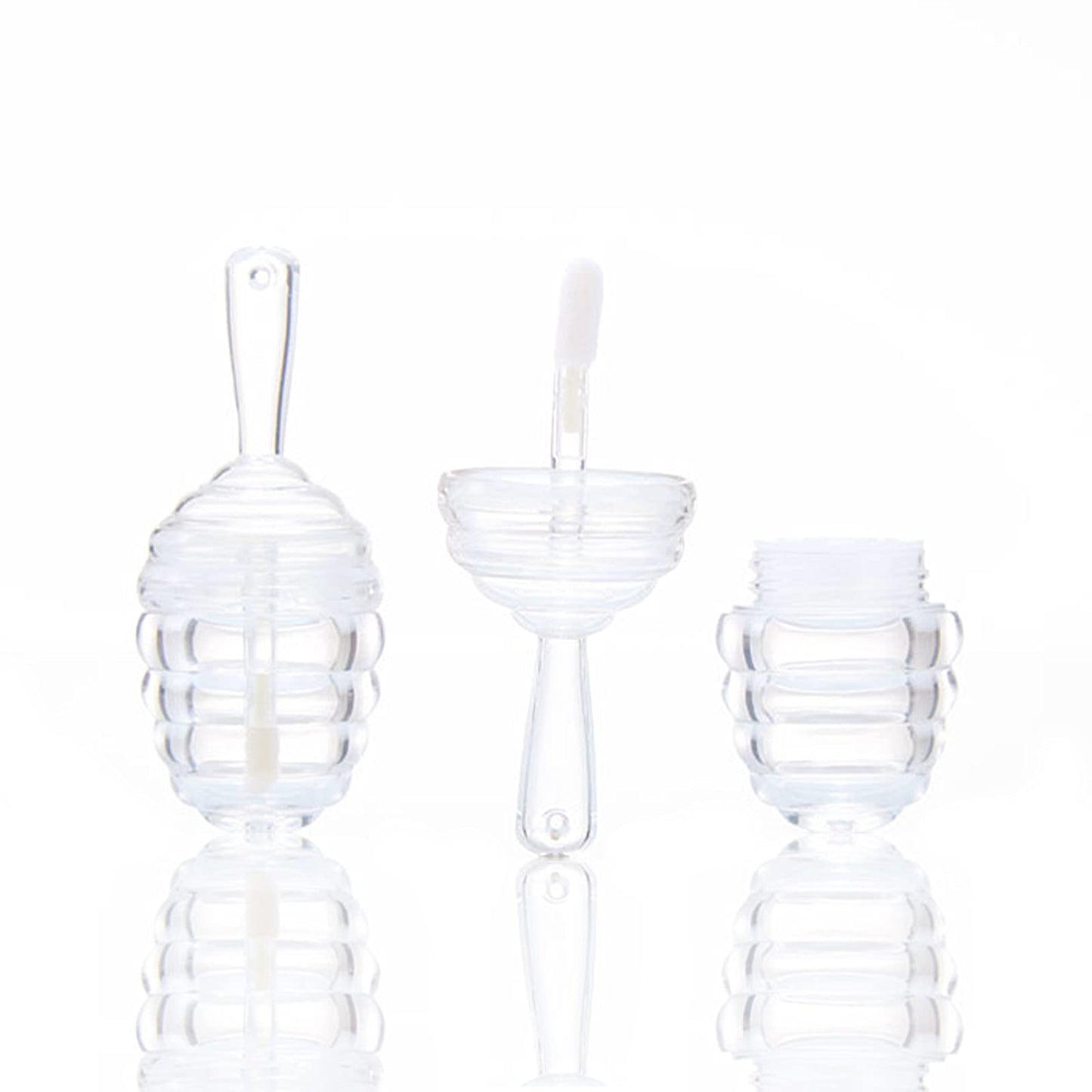 DEAYOU 30 Pack Empty Lip Gloss Tubes with Wand, Honey Pots Shaped Refillable Plastic Lipgloss Containers, Clear Lipstick Brush Bottles for Women DIY Makeup, Lipgloss Making Kit, 0.2OZ/ 6ml