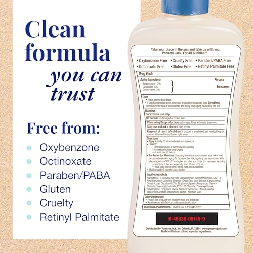 Panama Jack Sunscreen Lotion SPF 15, 6 Fl Oz (Pack of 2) - Non-Greasy & Moisturizing