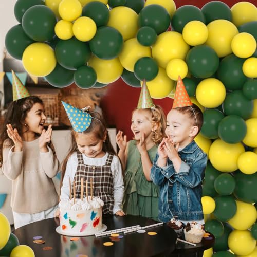 Retro Green Yellow Balloon Garland Kit - 122PCS for Parties