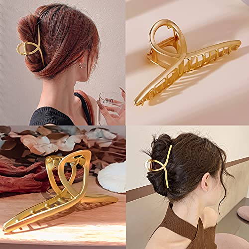 AIBEE Metallic Large Hair Claw Clips - 4 Pack Non-Slip Heavy Duty Hairpins for Thick and Thin Hair, Fashionable Hair Accessories