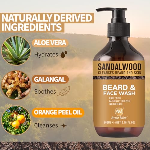AM Beard & Face Wash - Sandalwood Scented for Hydration & Relief