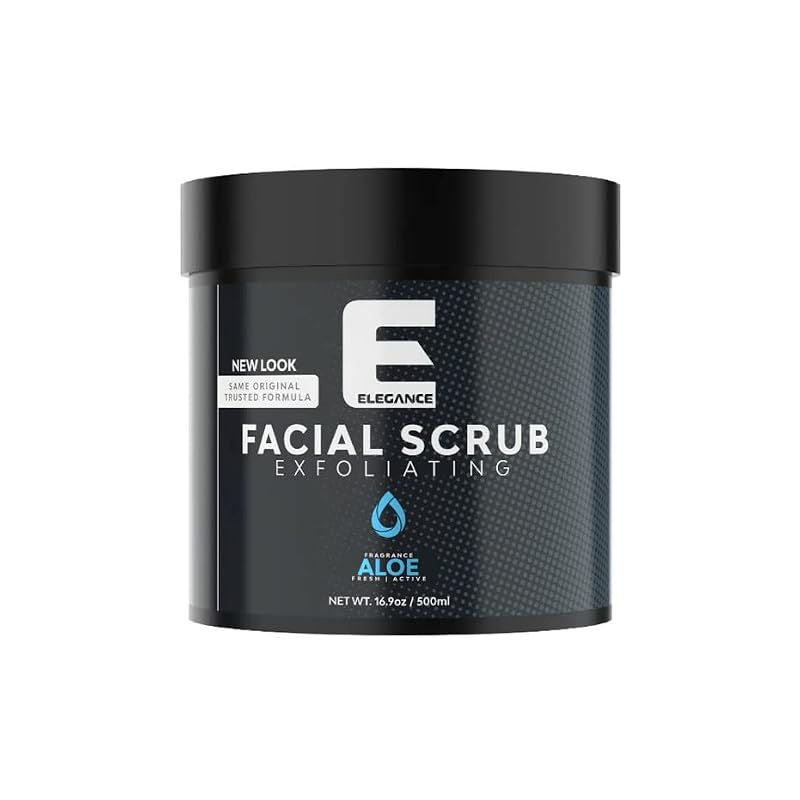 Aloe Vera Face Scrub - E Elegance, 16.9 Oz, Gentle Exfoliator for Glowing Skin