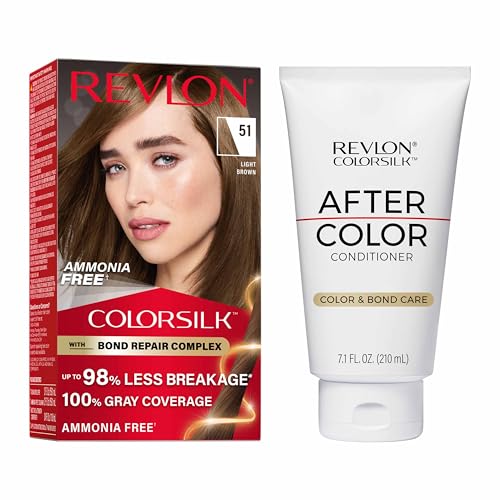 Revlon ColorSilk Permanent Hair Color & Conditioner Bundle - 51 Light Brown