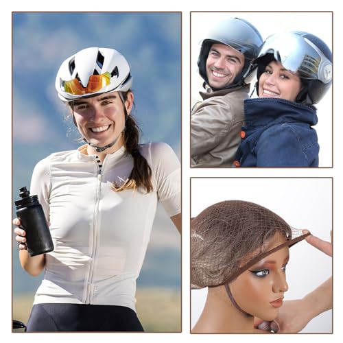 4 PCS Brown Mesh Equestrian Hair Nets for Women - Elastic Wig Caps