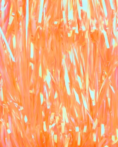 Orange Fringe Curtains - 2 Pack Foil Backdrop for Parties