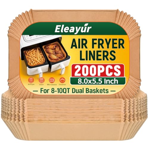 200 Pcs Rectangle Air Fryer Liners - 8x5.5 Inch Disposable Parchment Paper for Ninja & Bella Air Fryers