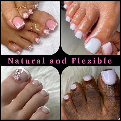 AddFavor 240pcs Half Cover Clear Gel Toe Nail Tips - Square Matte