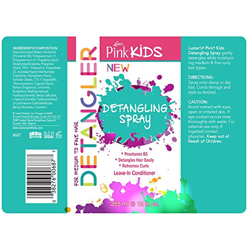 Luster's Pink Kids Detangling Spray, Sulfate-Free Leave-In Conditioner, 12 oz