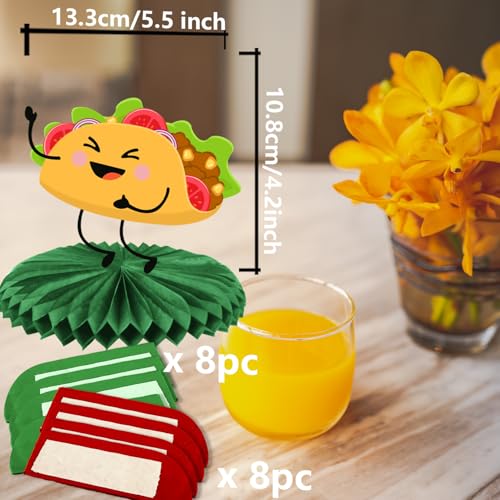 Taco Theme Birthday Honeycomb Centerpieces - 9 Pcs Set