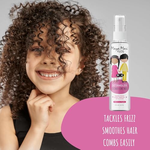MAYA MARI Kids Hair Care Set, 5 Piece Kit for Ages 2-13, 2-in-1 Shampoo and Conditioner, Detangler Spray, Leave-In Conditioner, Curl Cream and Styling Gel, Coconut Lime Twist, 52 fl oz Total