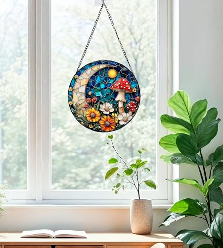 Handcrafted Wild Flowers Stained Glass Suncatcher - 7.8 Inch