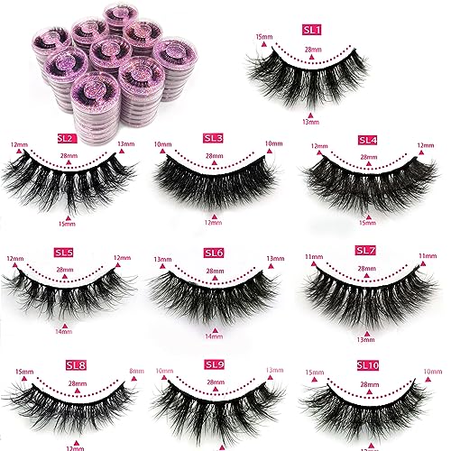 Ellazzle 20 Pairs False Eyelashes Bulk 10 Styles Natural Fluffy 3D Vegan Reusable