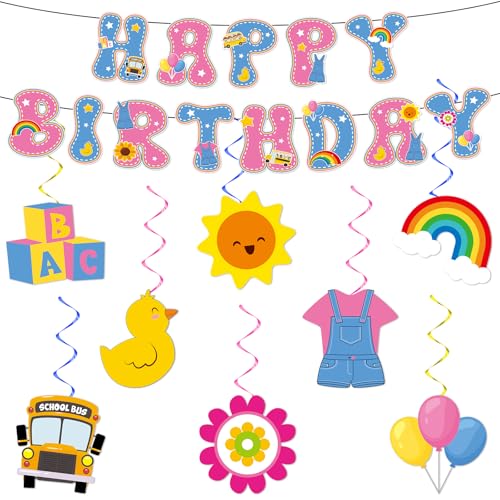 Cartoon Girls Hanging Swirls - Teacher Birthday Party Decorations
