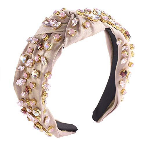Crystal Velvet Knotted Headband with Rhinestones for Women