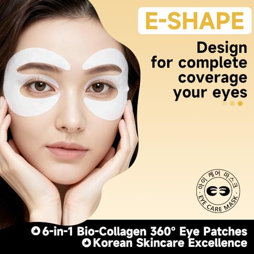 PDRN Under Eye Patches - 4 Pairs, 6-in-1 Korean Eye Mask with Caffeine, Kojic Acid & Retinol