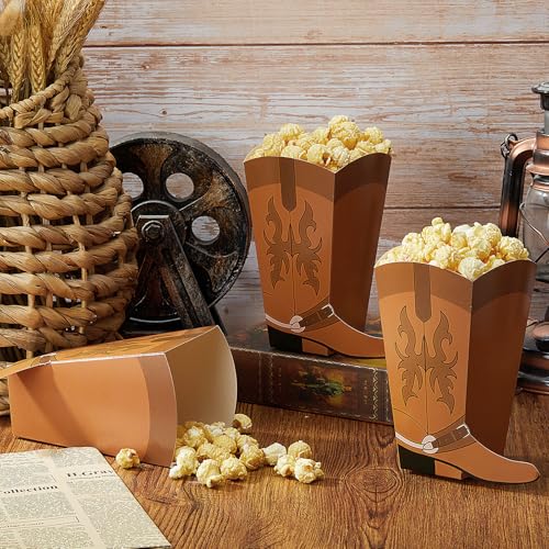 24 Cowboy Boot Popcorn Boxes for Western Party Favors