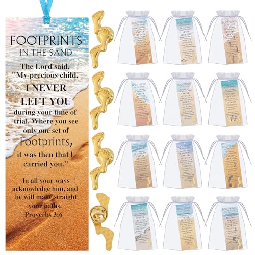 Footprints in the Sand Bookmark Set - 24 Religious Gifts with Pins