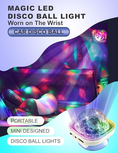 JICASTO Portable LED Disco Ball Light - Sound Activated Mini DJ Light for Parties