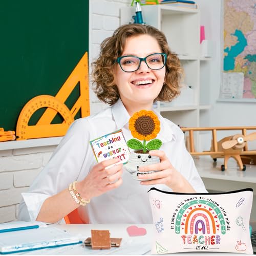 U-Goforst Teacher Appreciation Gift Set with Crochet Sunflower & Accessories