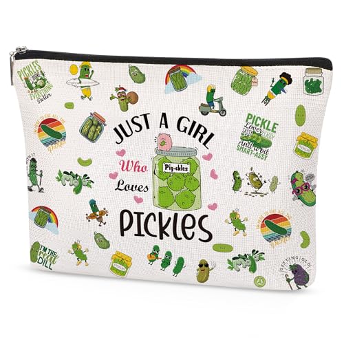 Just a Girl Who Loves Pickles - Funny Cosmetic Bag for Women, Pickle Lover Gift Travel Toiletry Organizer