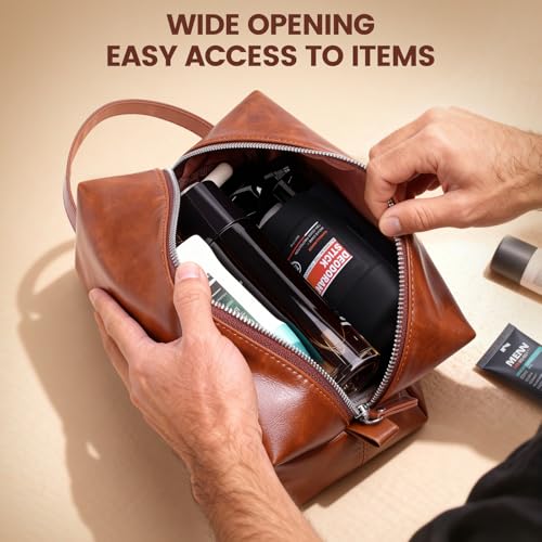 BagUrshion Personalized Men's Toiletry Bag - Water-Resistant PU Leather