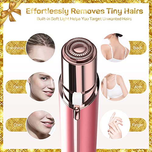Gurelax Rose Facial Hair Remover for Women with 2 Replacement Heads - Painless Electric Face Trimmer Gift