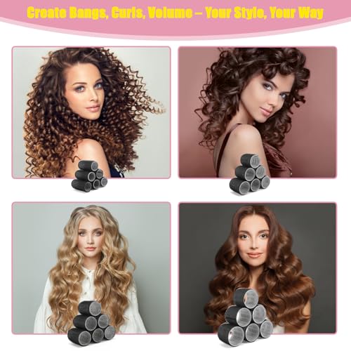 HAKINBOT 43PCS Heatless Hair Curlers Set for Thick Long Hair – Black, 4 Sizes with Clips & Comb