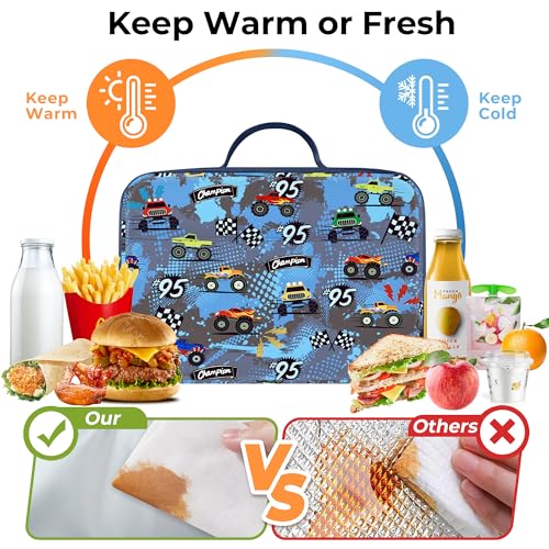 Clastyle Blue Racing Flag Insulated Lunch Bag for Kids