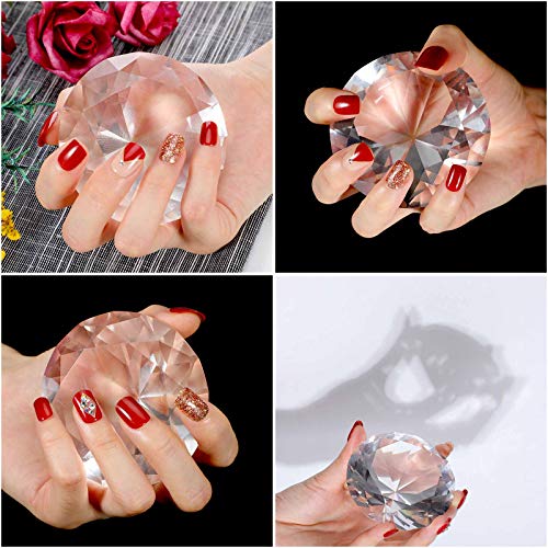 Zonon Rhinestone Nail Art Table Mat and 50mm Crystal Diamond Paperweight Set