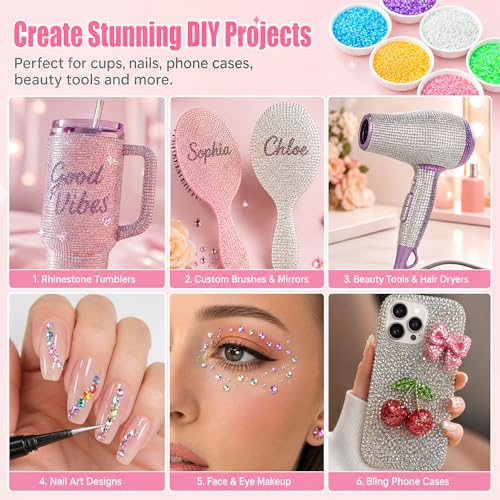 52000 Pcs Jelly Rhinestone Bedazzling Kit, 24+28 Colors with B7000 Glue
