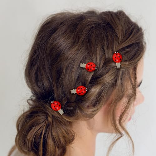 20 Pcs Red Ladybug Hair Clips for Girls - Cute Insect Accessories