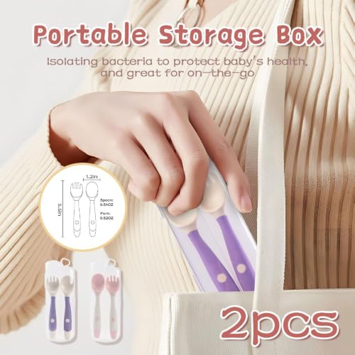 Bendable Toddler Flatware Set with Travel Case - Pink & Purple