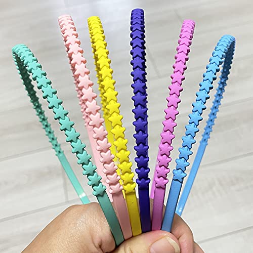 Yazon 12-Pack Colorful Star Plastic Headbands for Girls and Women, Non-Slip Hair Accessories