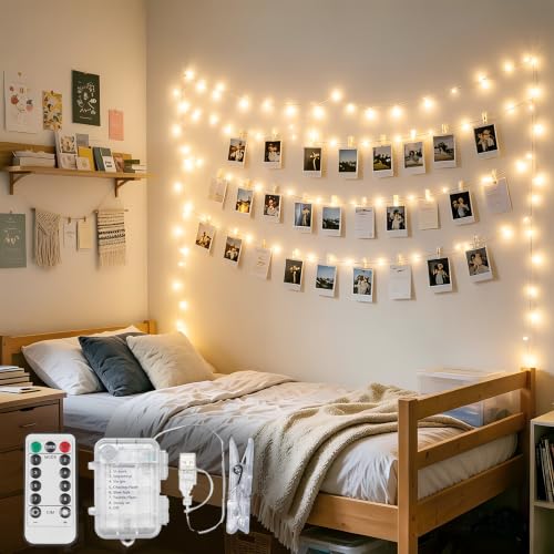 50 LED Fairy String Lights with Photo Clips - USB & Battery Powered