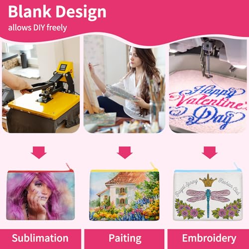 24Pcs Canvas Makeup Bags Bulk - Blank DIY Sublimation Cosmetic Pouches