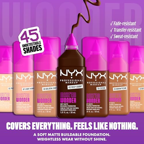 NYX Make 'Em Wonder Liquid Foundation 32 Cappuccino - 24HR Soft Matte, Full Coverage