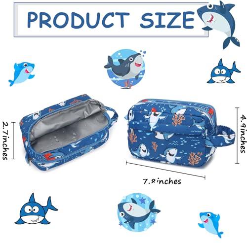 CAMTOP Kids Travel Toiletry Bag Shark Variant Waterproof Kid's Bathroom Organizer